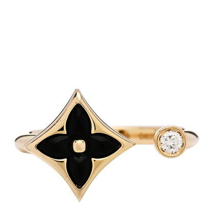 Louis Vuitton 18K Yellow Gold Diamond Black Onyx Mini Color Blossom Star Ring 48 4.5 1 of 5