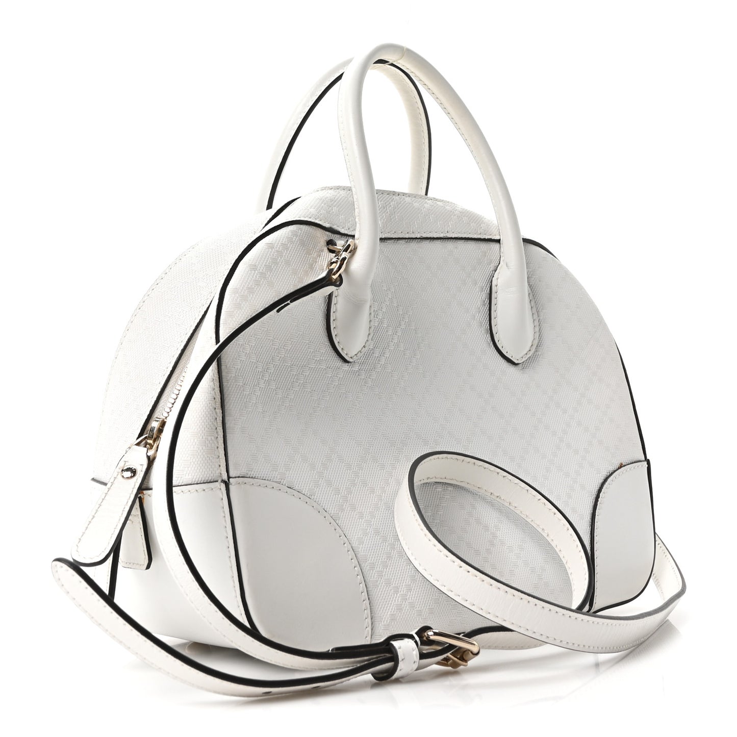 Calfskin Diamante Small Top Handle Bag White
