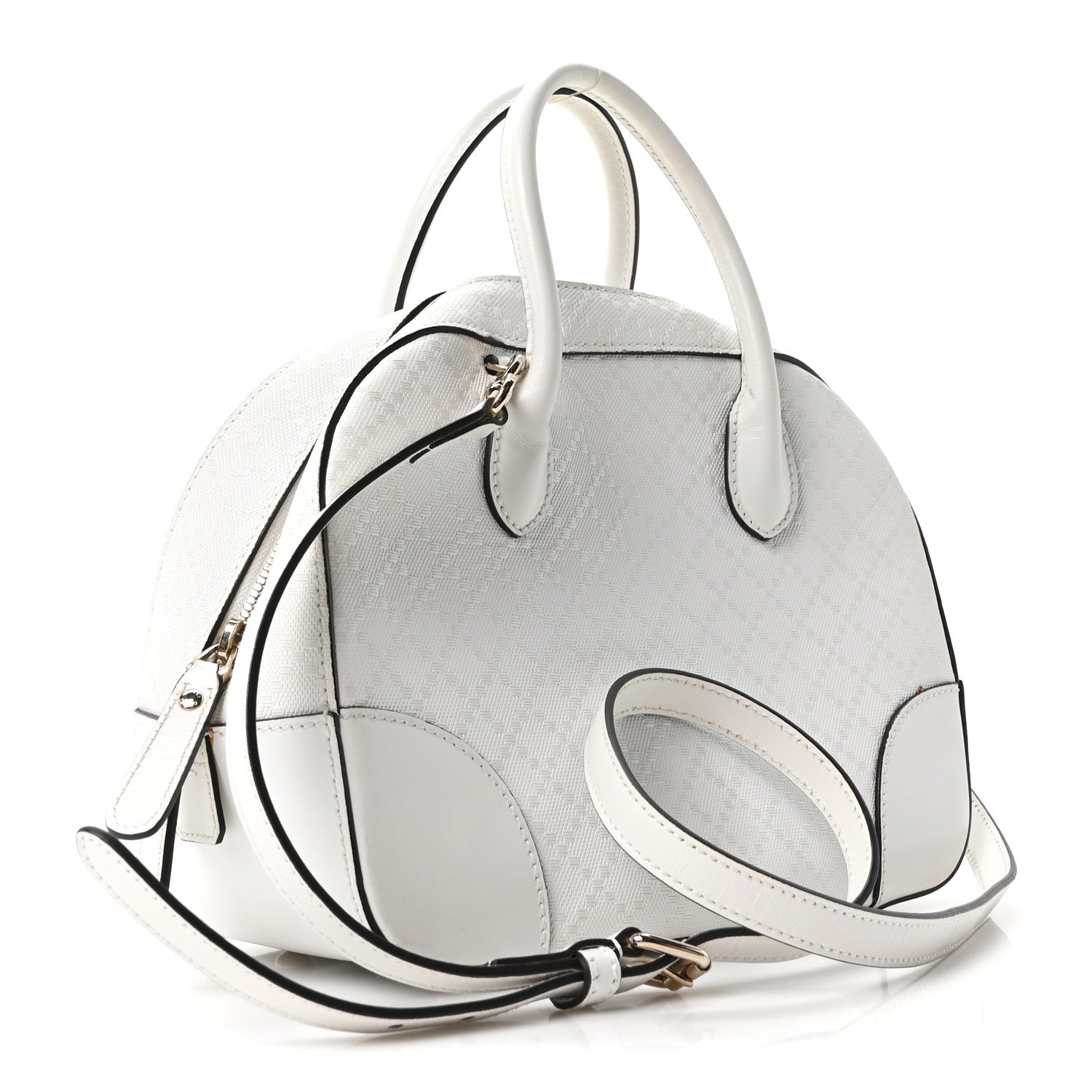 Gucci Calfskin Diamante Small Top Handle Bag White 3 of 10