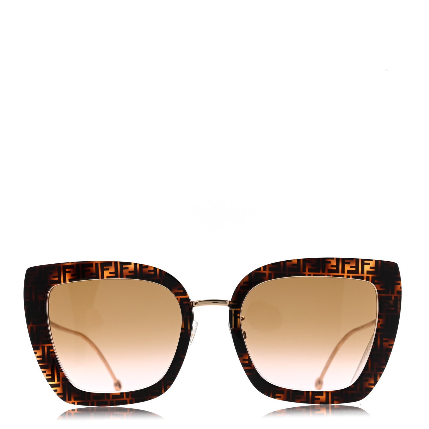 Acetate Metal F is Fendi FF Square Cat Eye Sunglasses FF 0424/F/S Havana