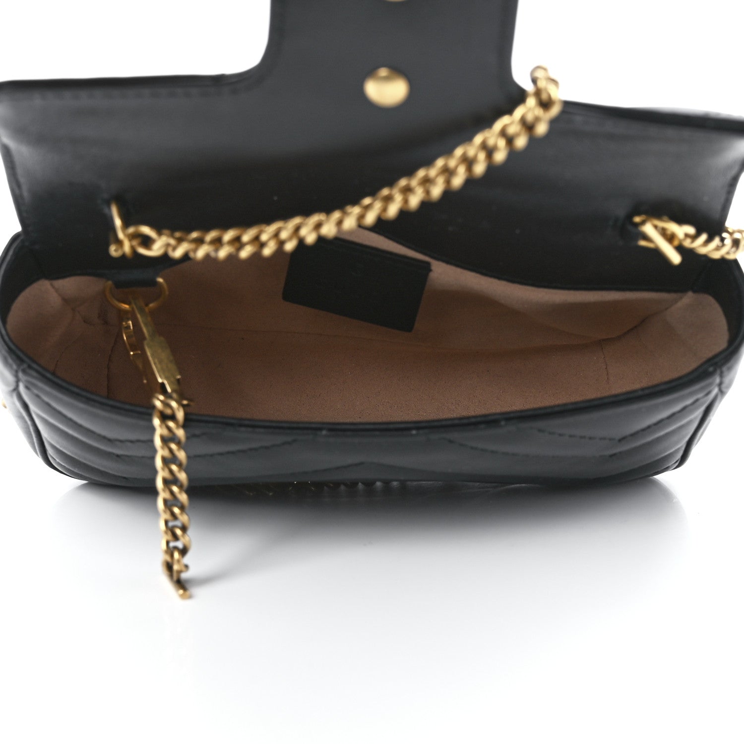 Gucci Calfskin Matelasse Super Mini GG Marmont Shoulder Bag Black 5 of 12