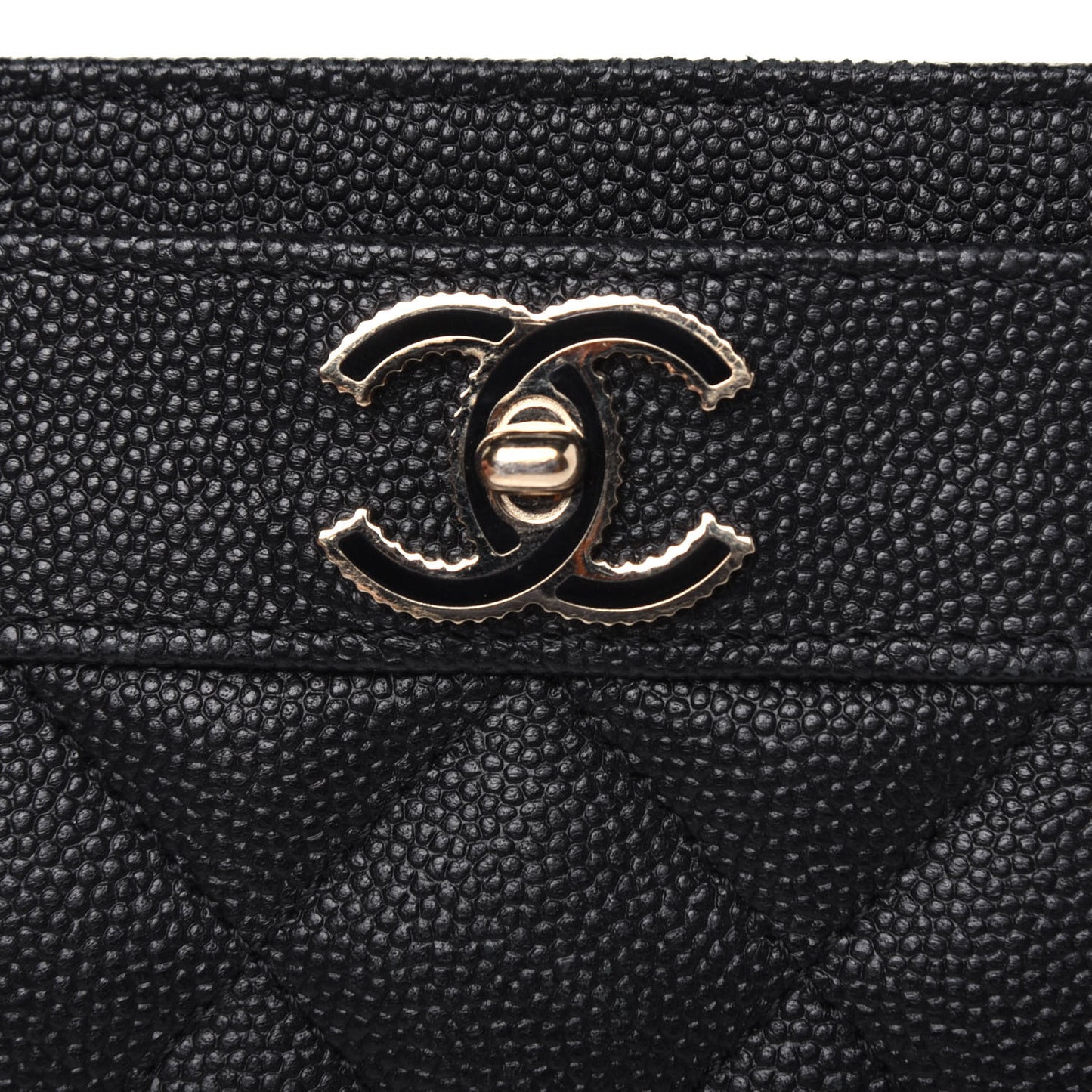 Caviar Quilted Vintage Mademoiselle Card Holder Black