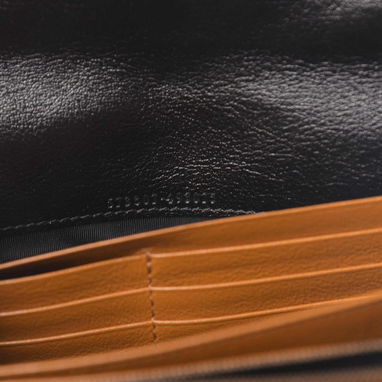 Gucci Vintage Effect Calfskin Matelasse Diagonal Torchon GG Marmont Chain Wallet Cognac 7 of 10