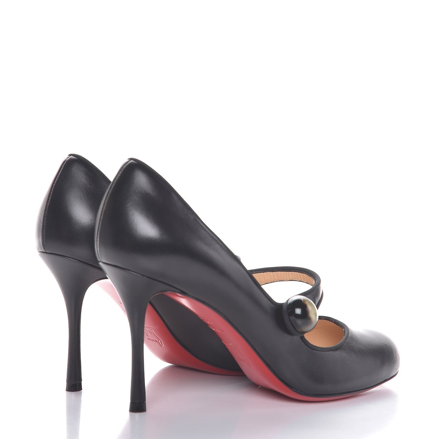 Christian Louboutin Shiny Nappa Booton ML 85 Mary Jane Pumps 37.5 Black 4 of 8