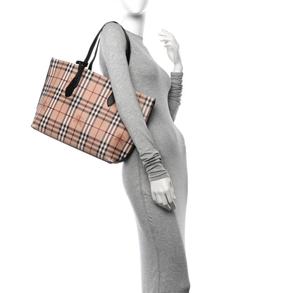 Burberry Grainy Calfskin Haymarket Check Medium Reversible Tote Black 2 of 23