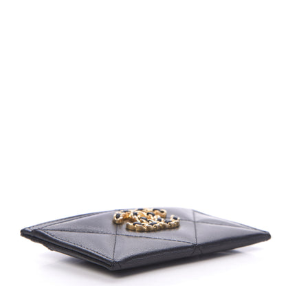 Chanel Shiny Goatskin Quilted Chanel 19 Card Holder Black 3 of 8