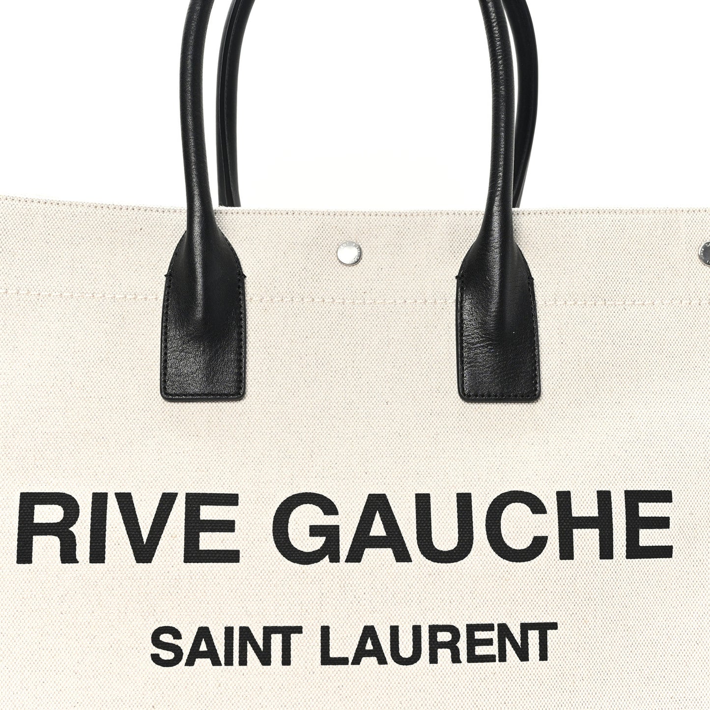 Linen Calfskin Small Rive Gauche Tote Natural Black