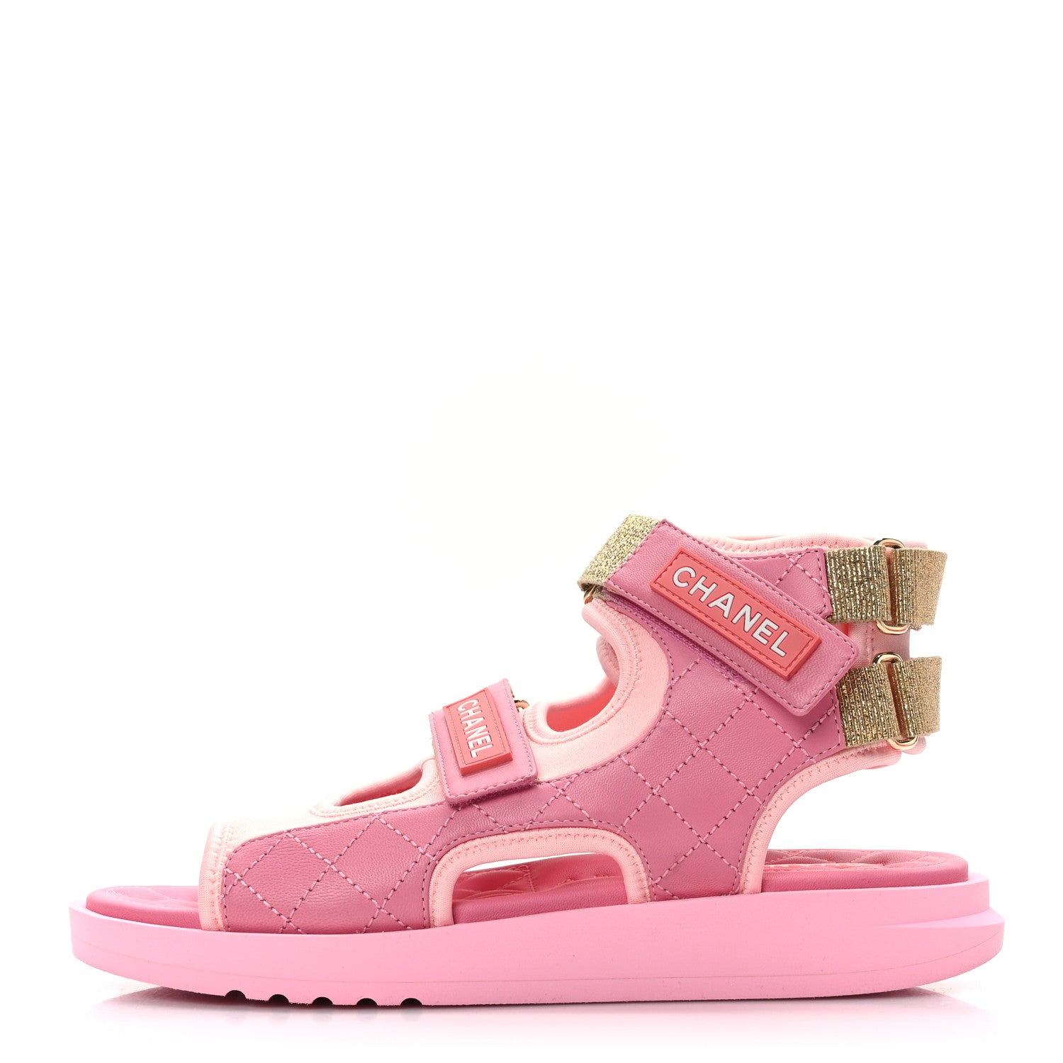 Chanel Goatskin Fabric Gladiator Sandals 37.5 Pink 1 of 8