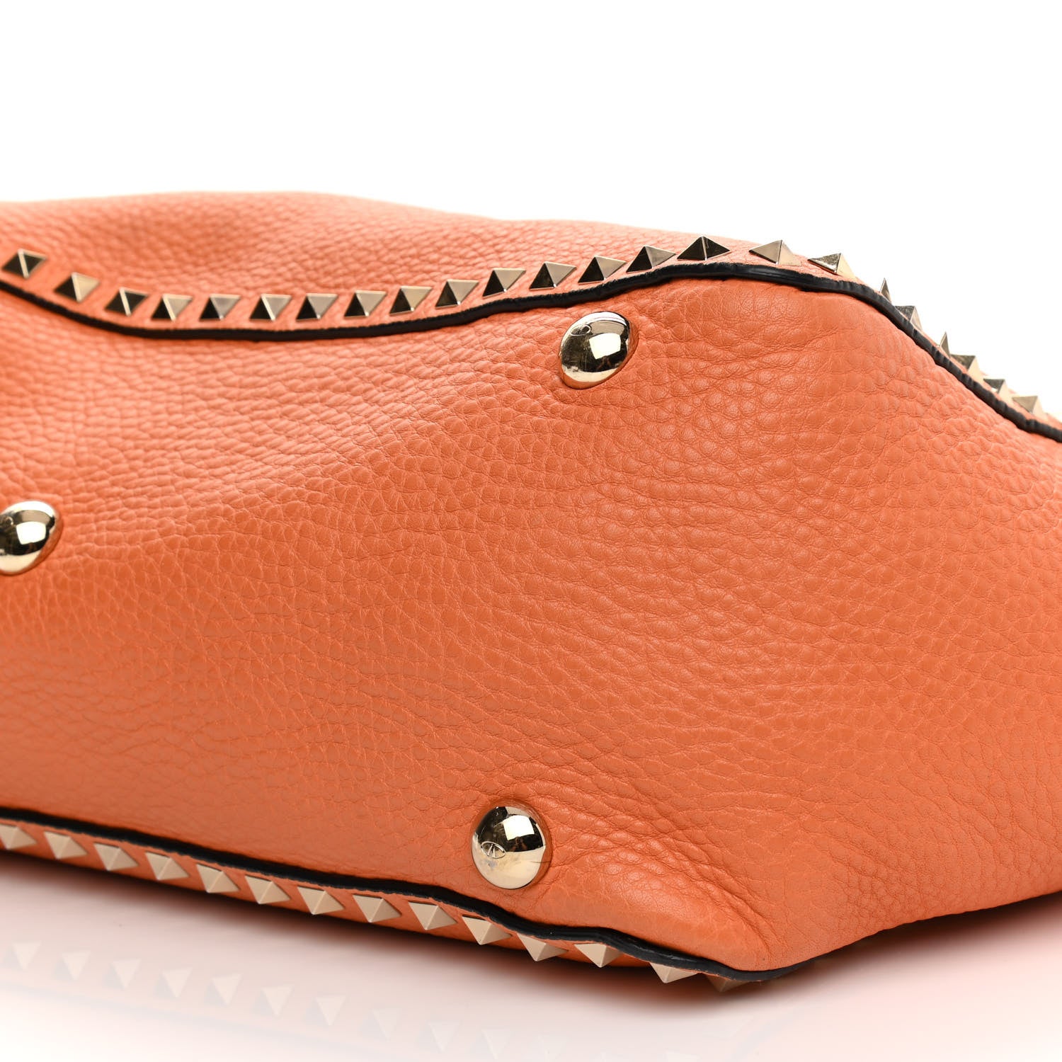 Valentino Garavani Pebbled Calfskin Medium Rockstud Tote Melon Sorbet 8 of 16