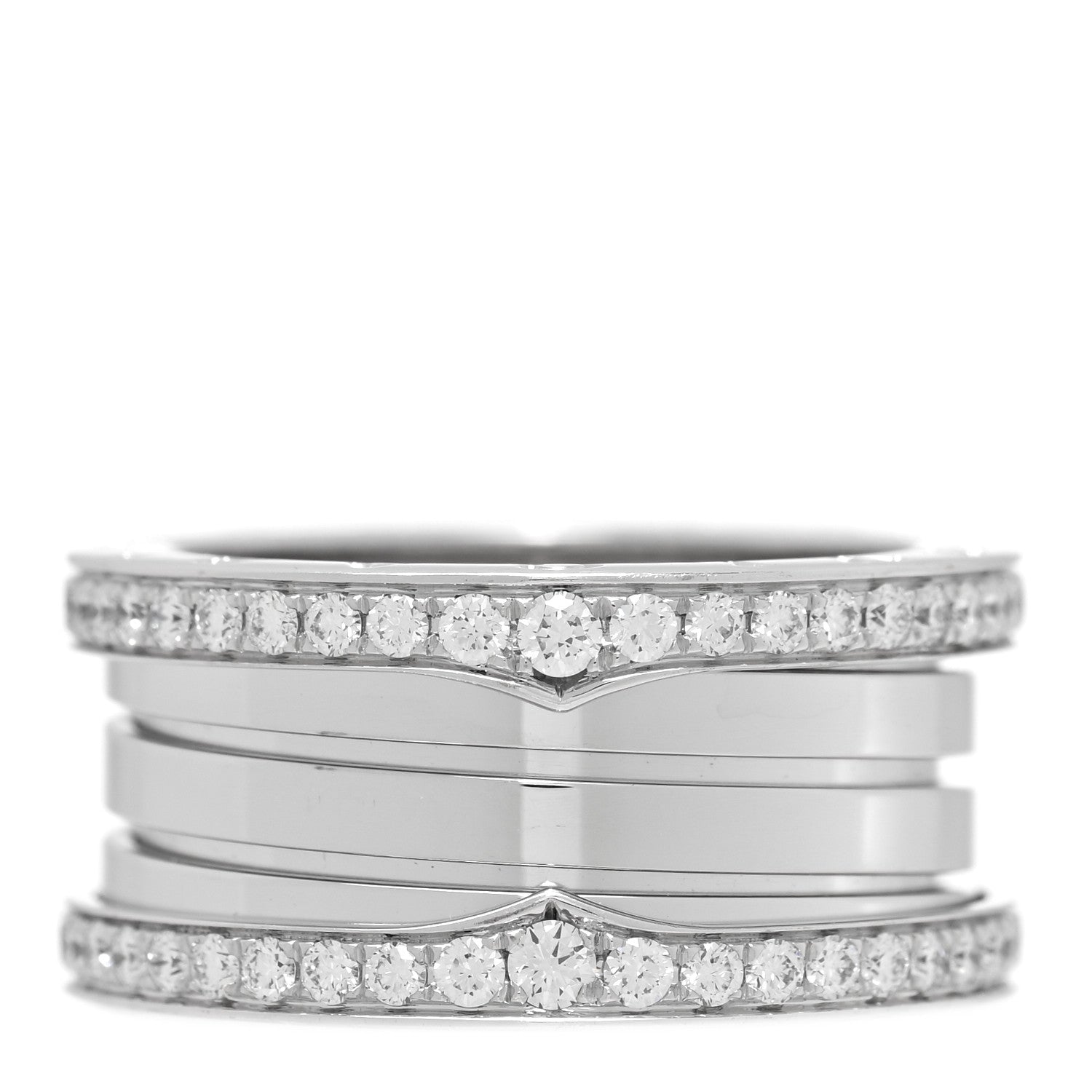 Bulgari 18K White Gold Diamond B.Zero1 Four-Band Pave Ring 56 7.5 1 of 5