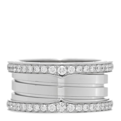 Bulgari 18K White Gold Diamond B.Zero1 Four-Band Pave Ring 56 7.5 1 of 5