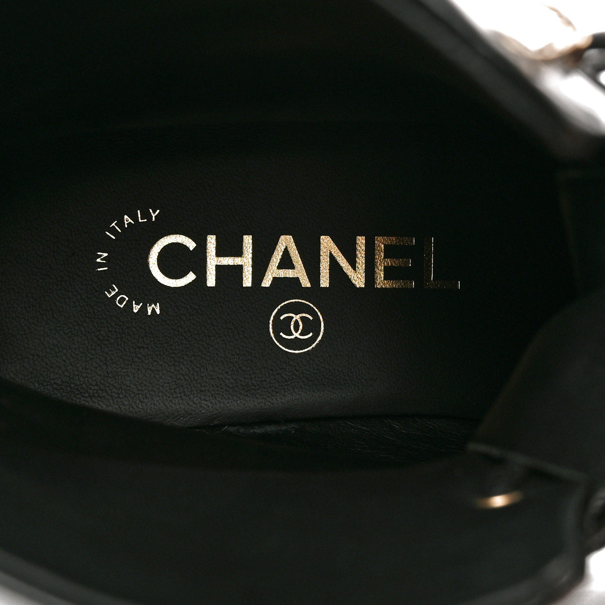 Chanel Shiny Goatskin Cap Toe Combat Boots 39 Black Dark Grey 6 of 9