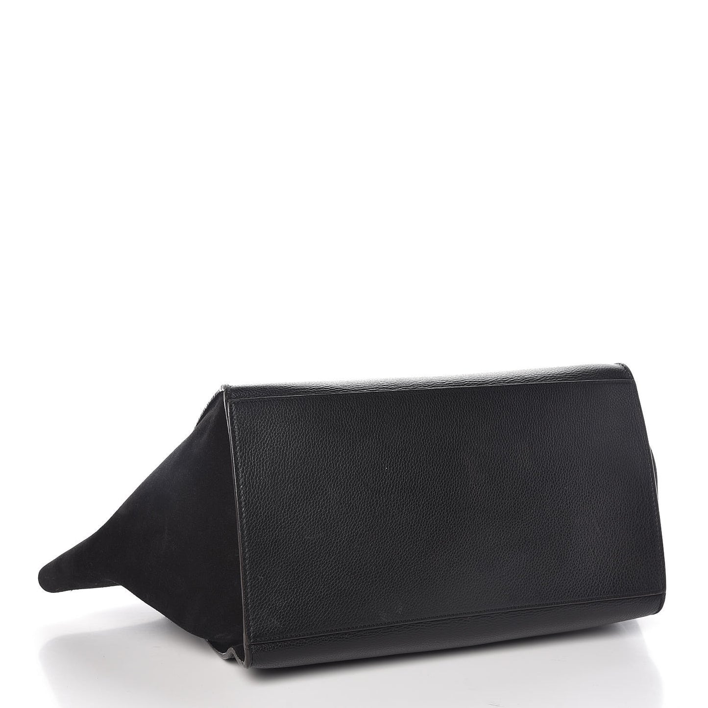 Drummed Calfskin Suede Large Trapeze Black