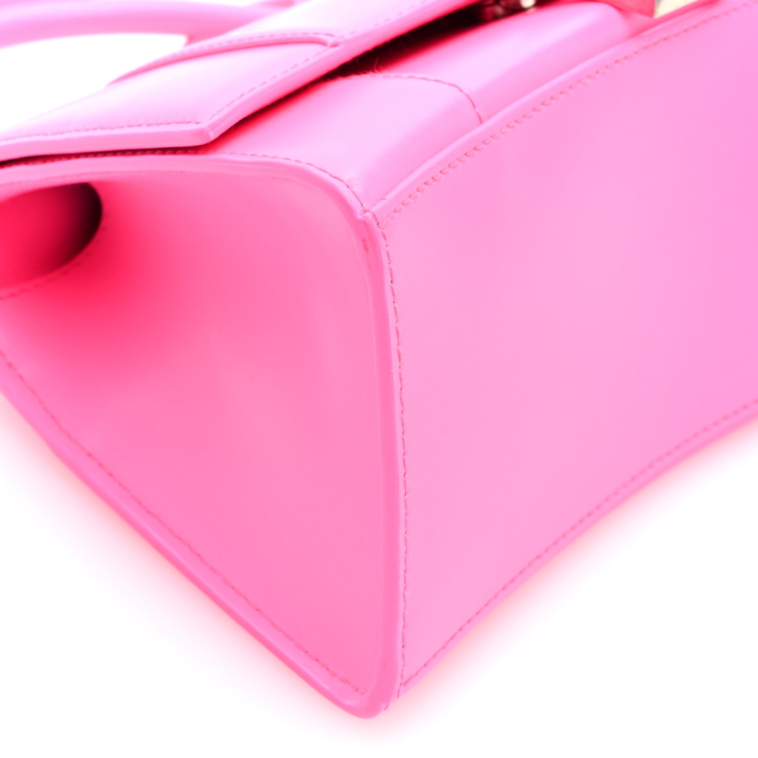 Balenciaga Shiny Box Calfskin Small Hourglass Top Handle Bag Fluo Pink 8 of 9
