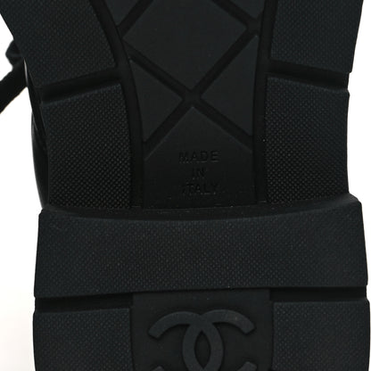 Chanel Lambskin Calfskin Quilted Lace Up Combat Boots 40 Black 6 of 10