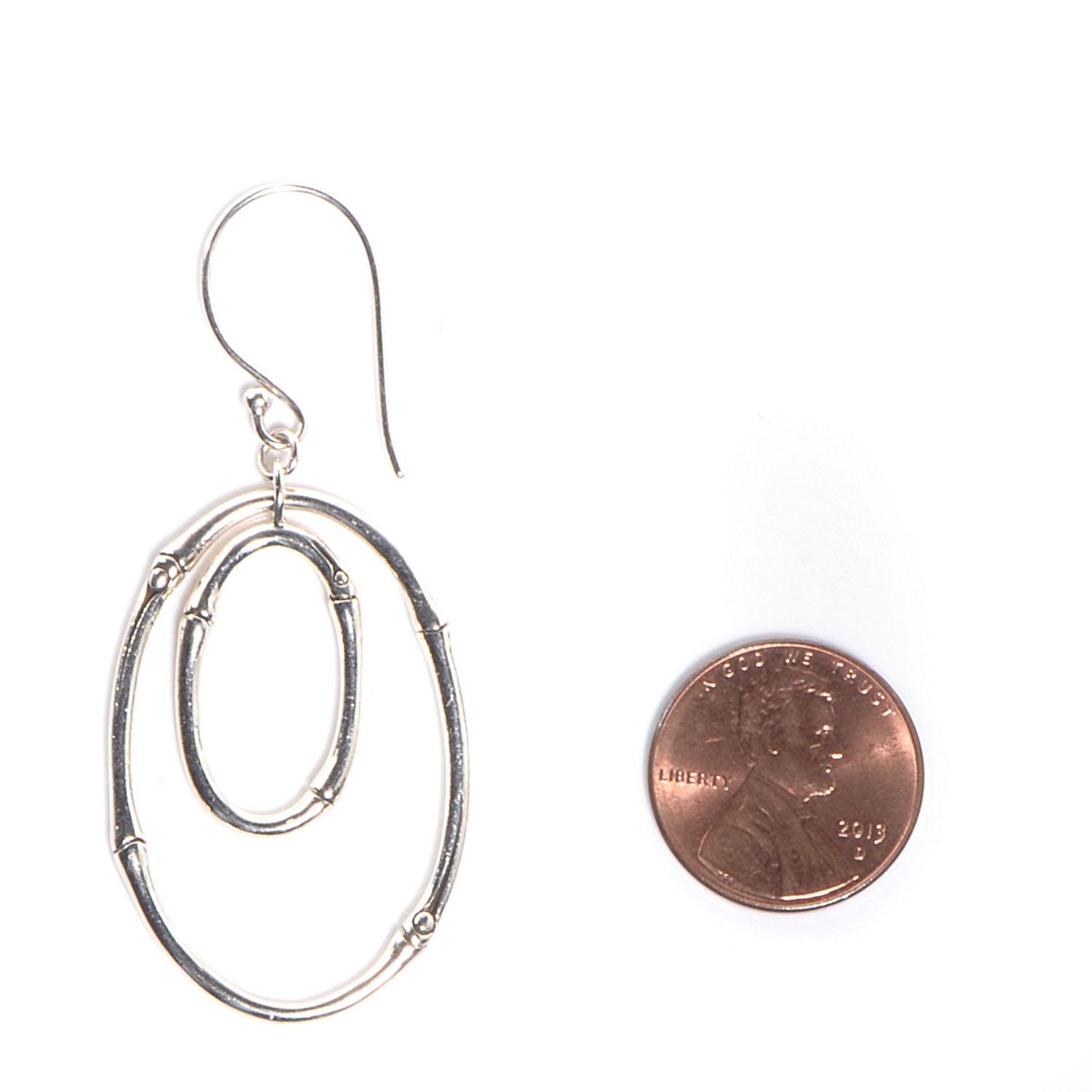 Louis Vuitton JOHN HARDY Sterling Silver Bamboo Oval Drop Earrings 2 of 4