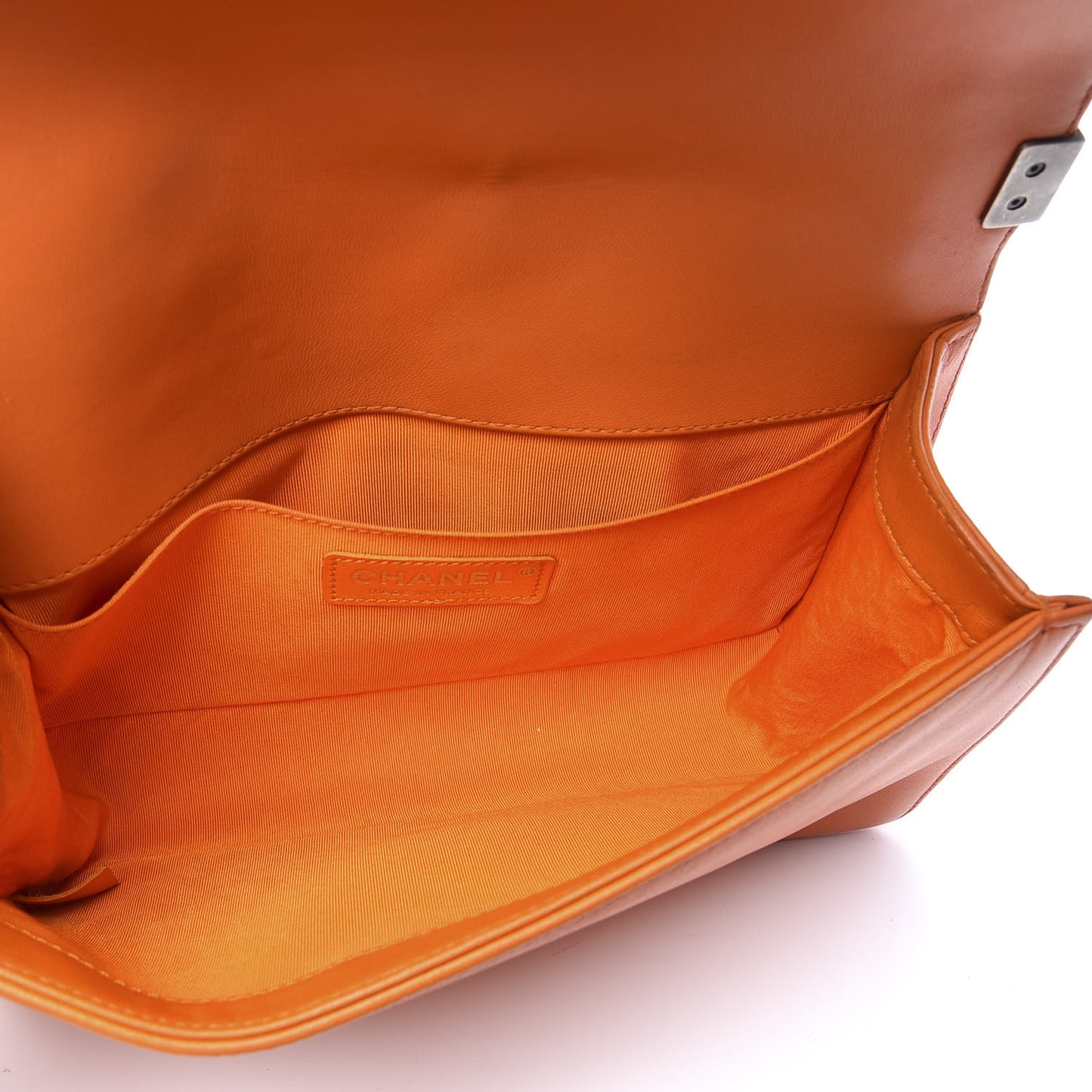 Lambskin Quilted Medium Boy Flap Orange