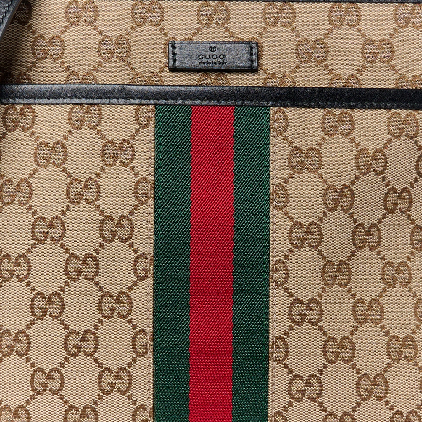 GG Monogram Web Flat Messenger Bag Black