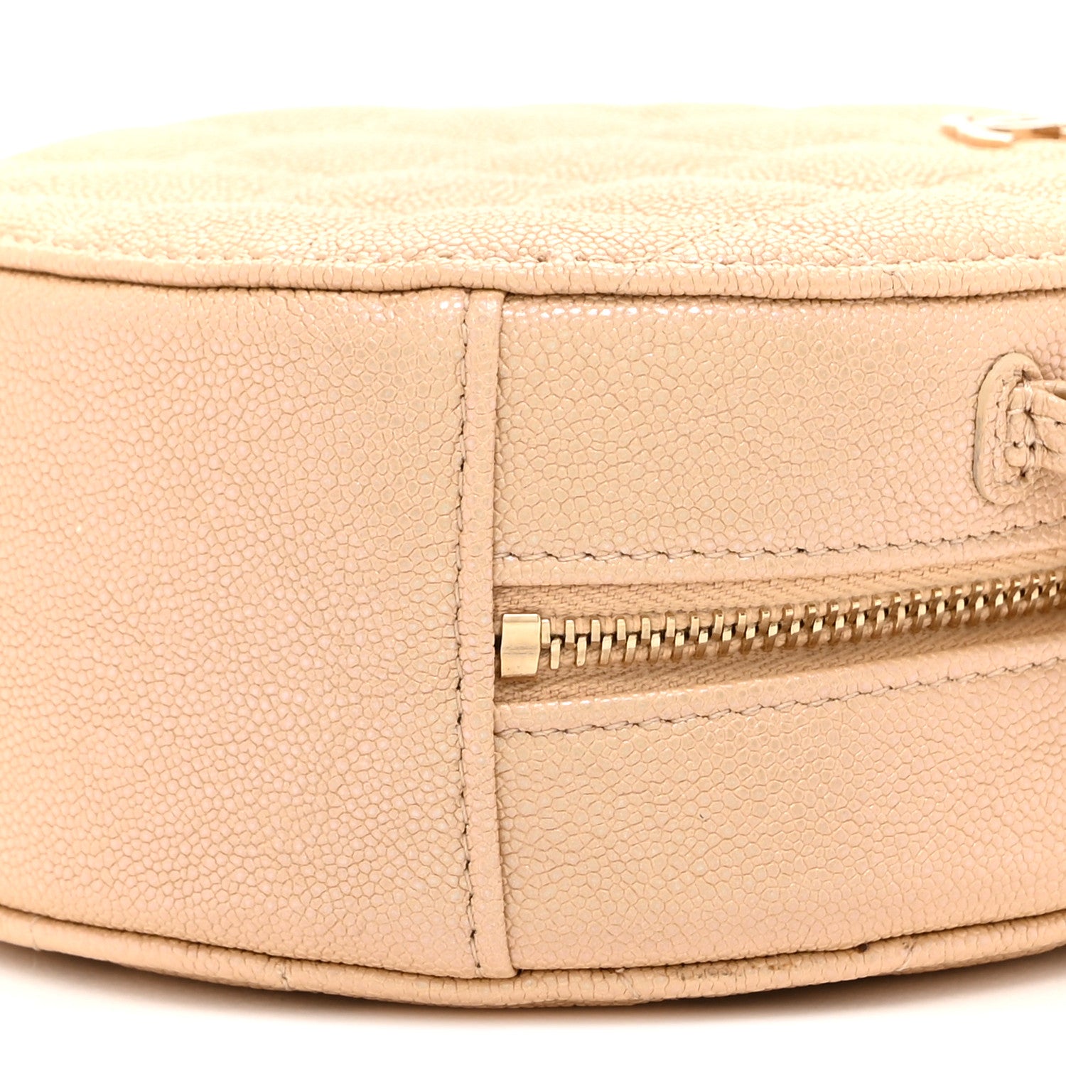 Chanel Iridescent Caviar Quilted Round Clutch With Chain Beige 10 of 10