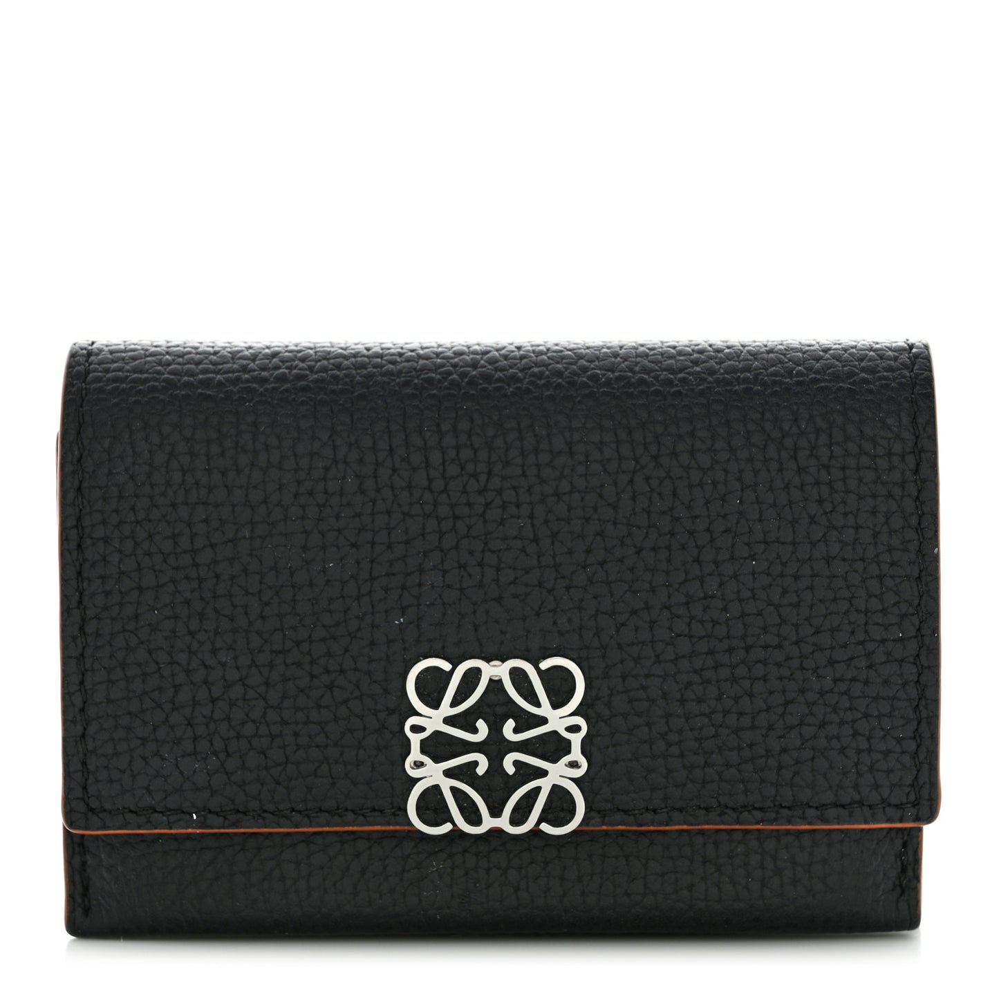 Grained Calfskin Anagram Gusset Wallet Black