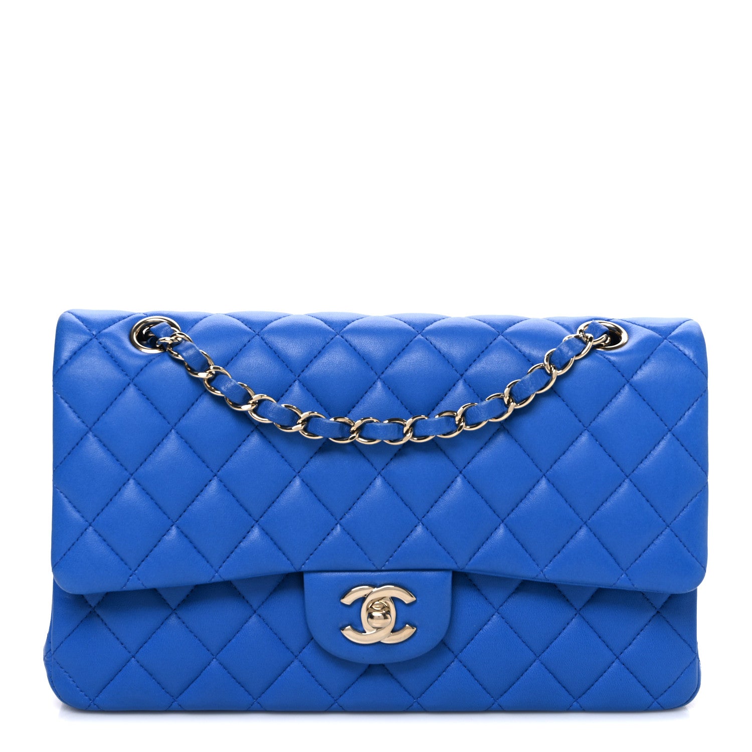Chanel Lambskin Quilted Medium Double Flap Blue 1 of 9