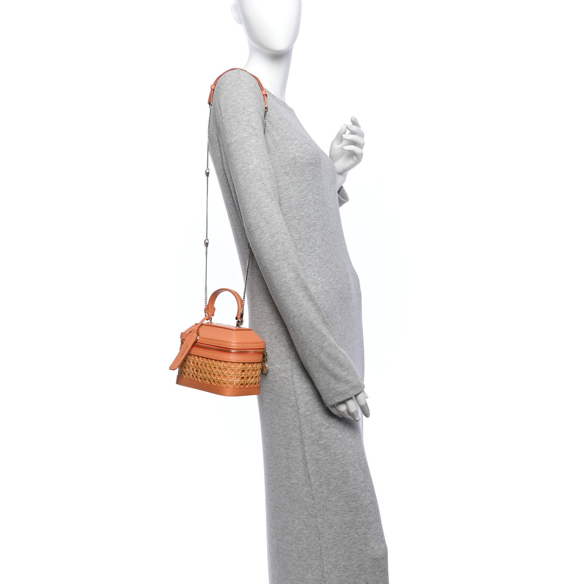 Calfskin Rattan Serpenti Forever Top Handle Vanity Orange