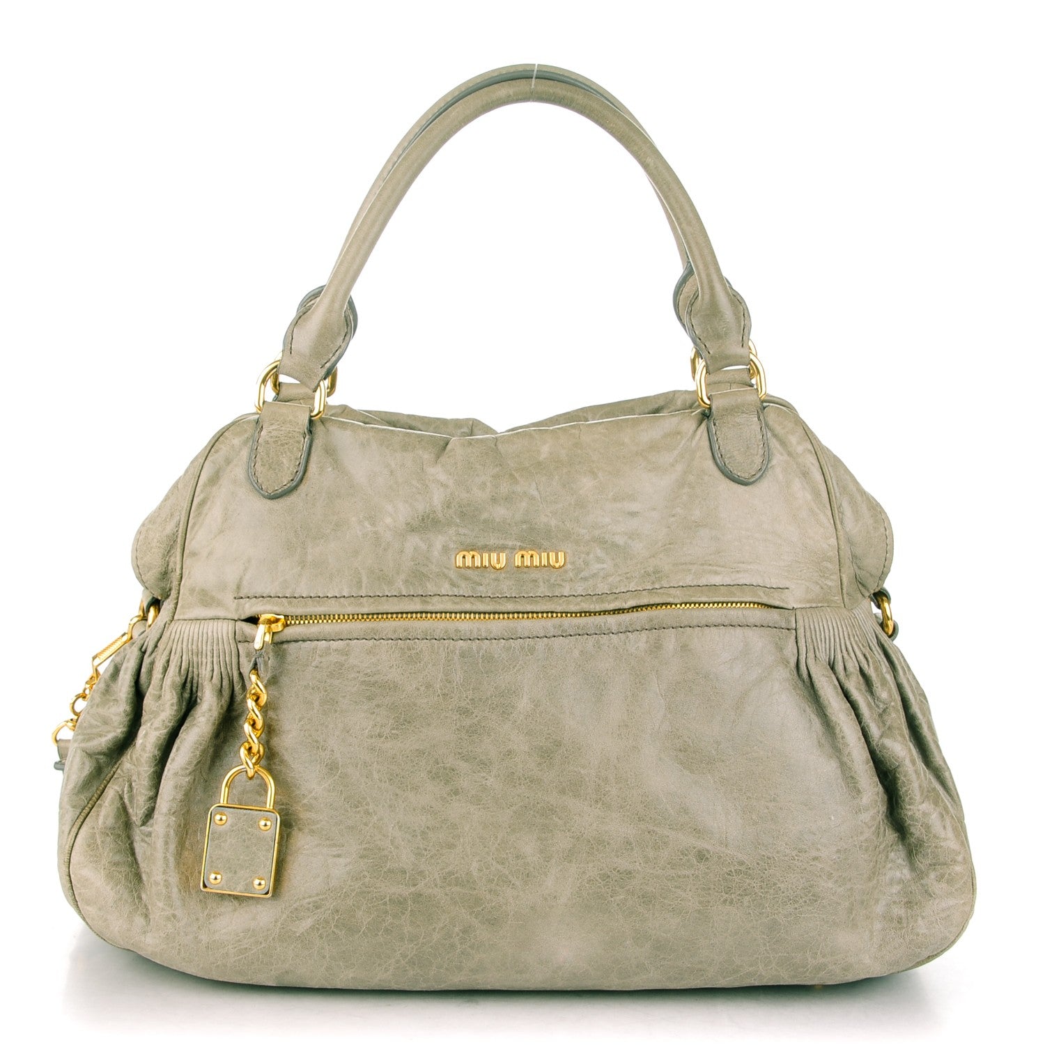 Miu Miu Nappa Medium Charm Satchel Agave 1 of 10
