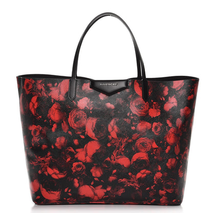 Givenchy Textured Coated Canvas Floral Print Large Antigona Tote Black Red 1 of 7