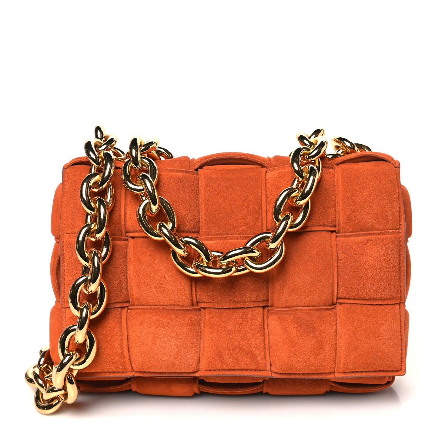 Suede Maxi Intrecciato Padded Chain Cassette Crossbody Bag Maple