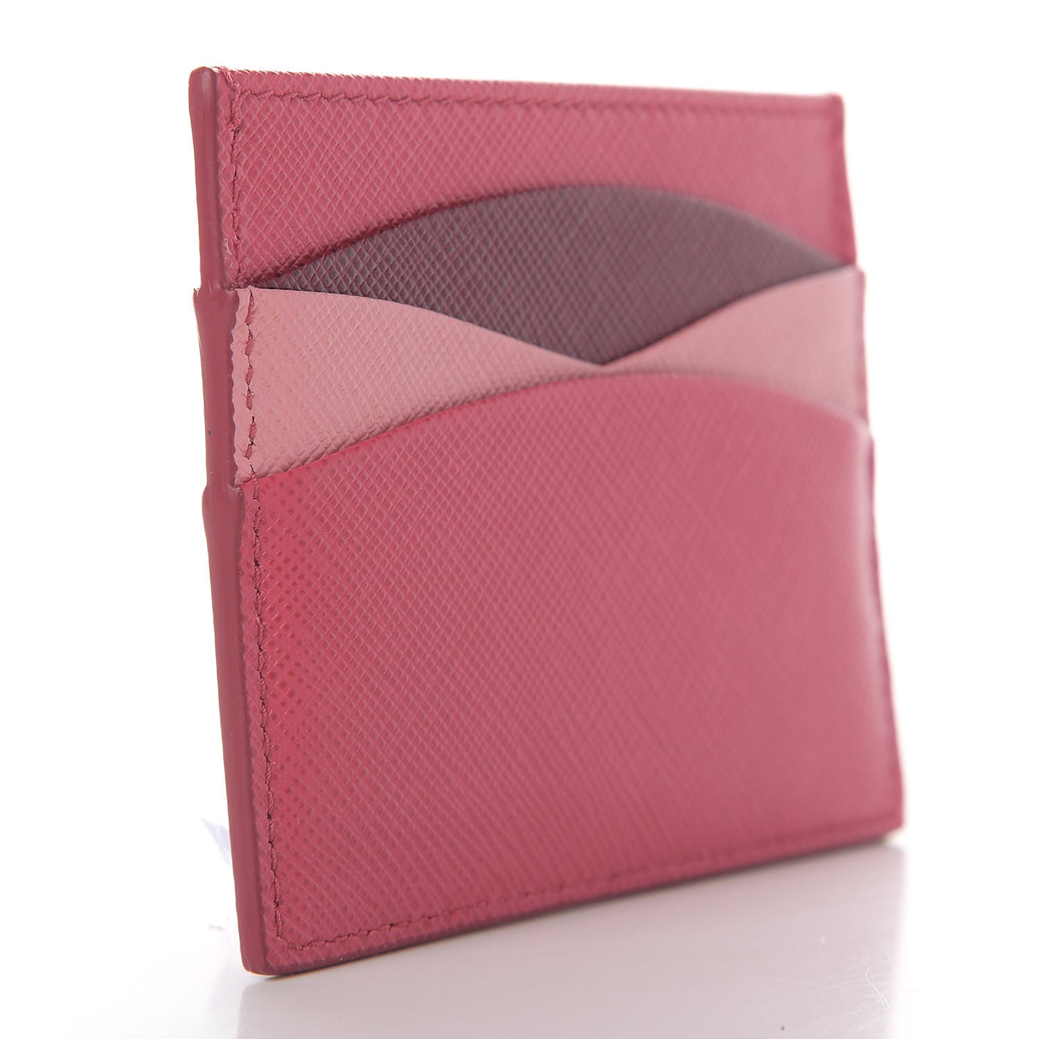 Prada Saffiano Metal Card Case Peonia Cerise 3 of 9