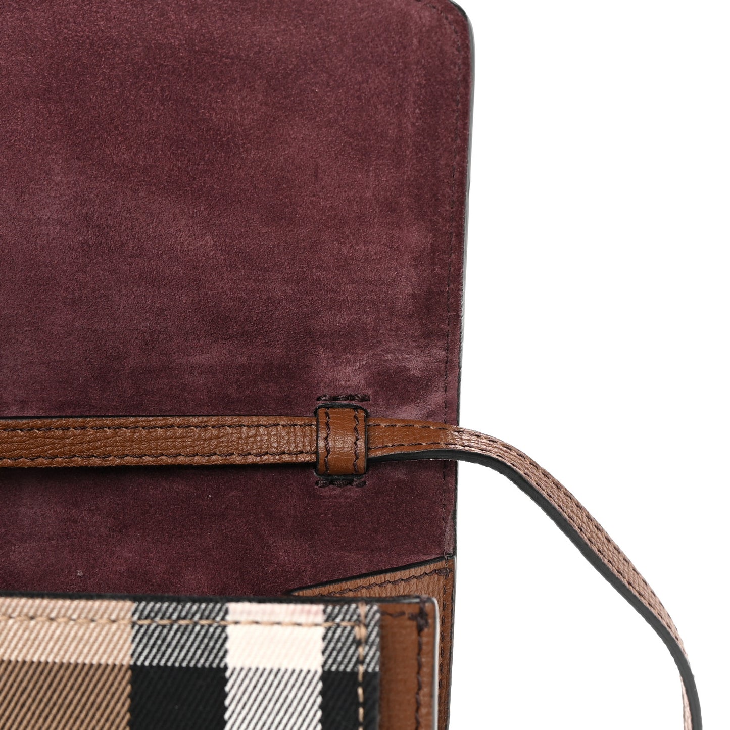 Derby Calfskin House Check Small Macken Crossbody Bag Tan