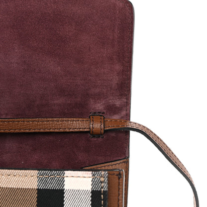 Burberry Derby Calfskin House Check Small Macken Crossbody Bag Tan 12 of 15