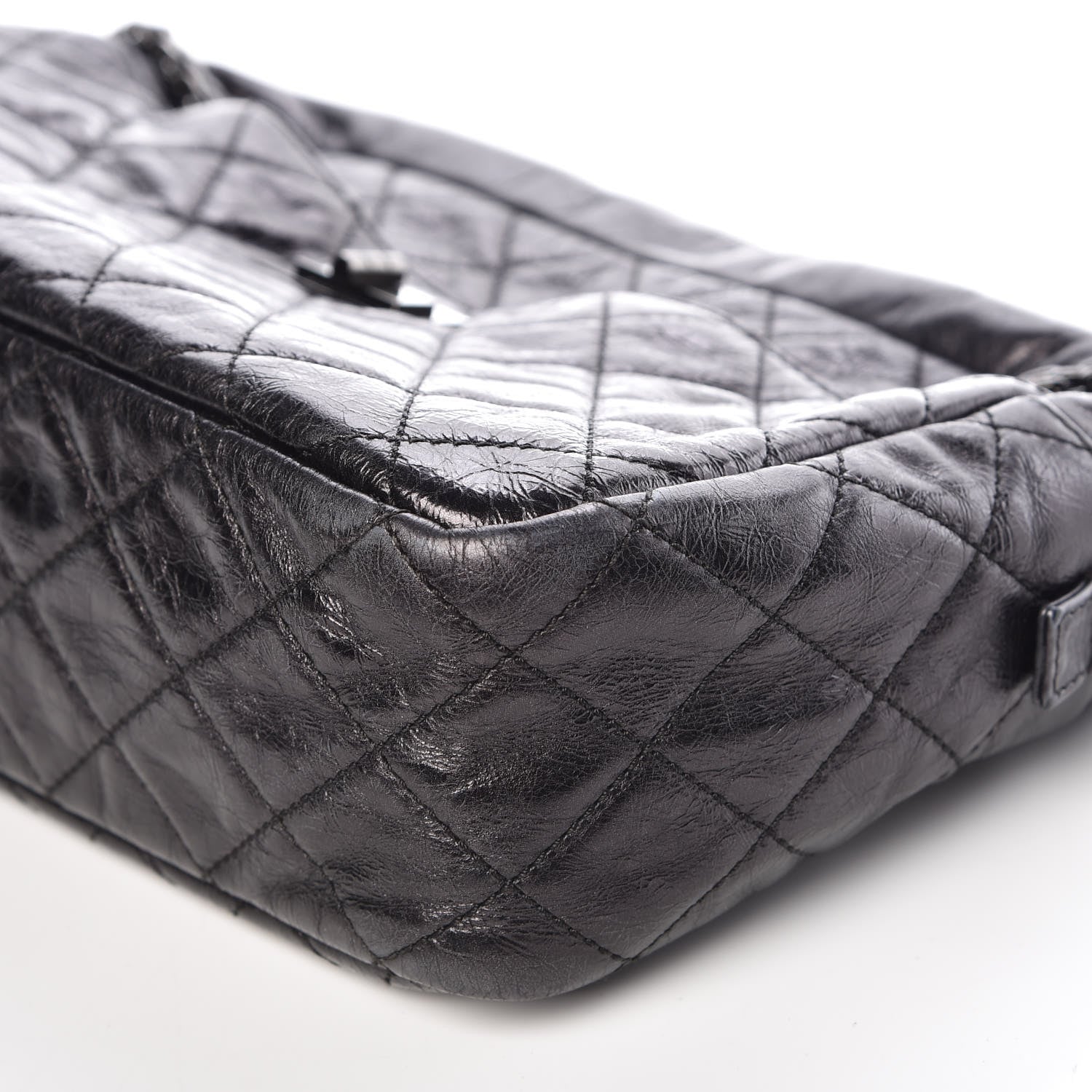 Chanel Metallic Aged Calfskin Quilted Medium Reissue Camera Case Black 10 of 15
