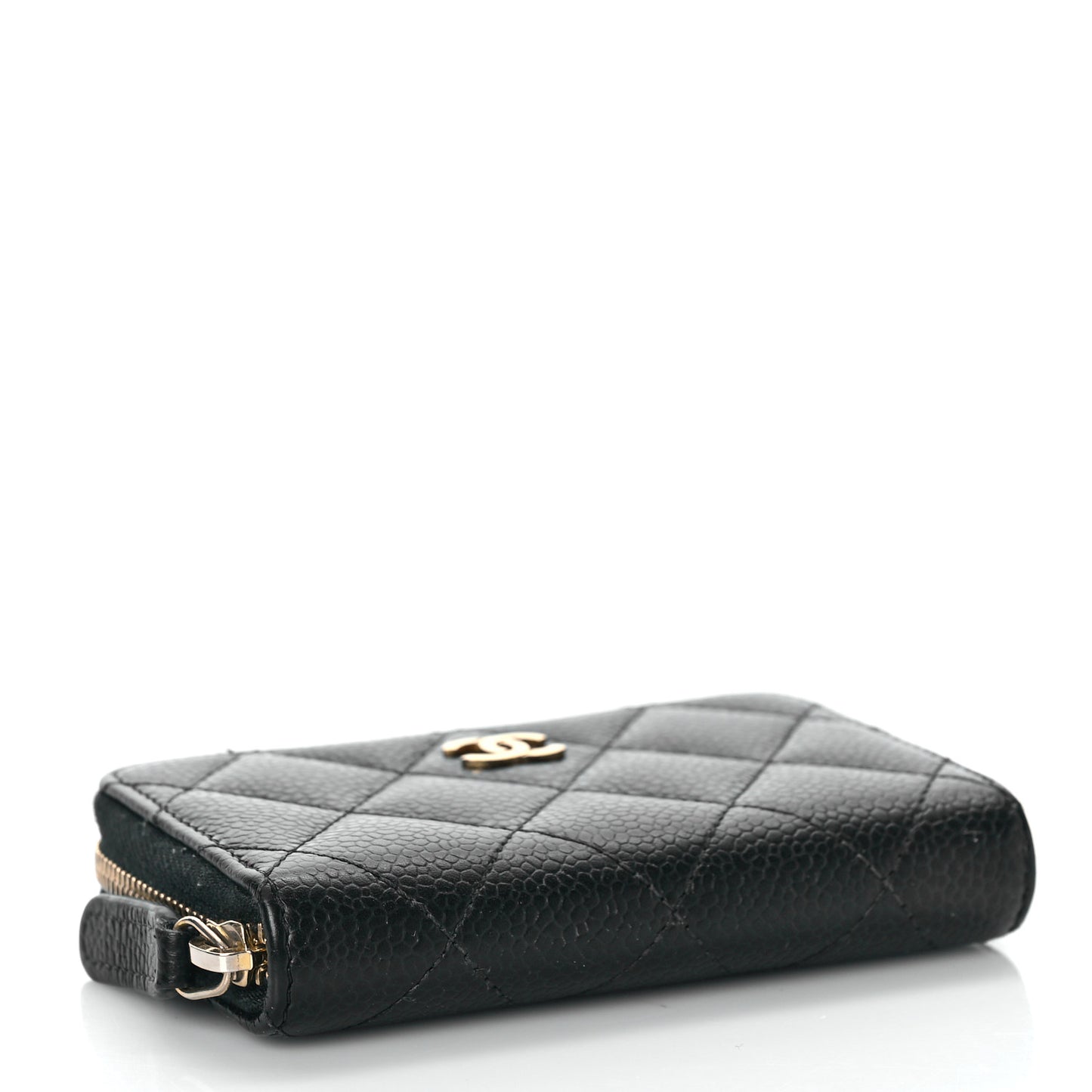 Caviar Quilted Zip Coin Purse Black
