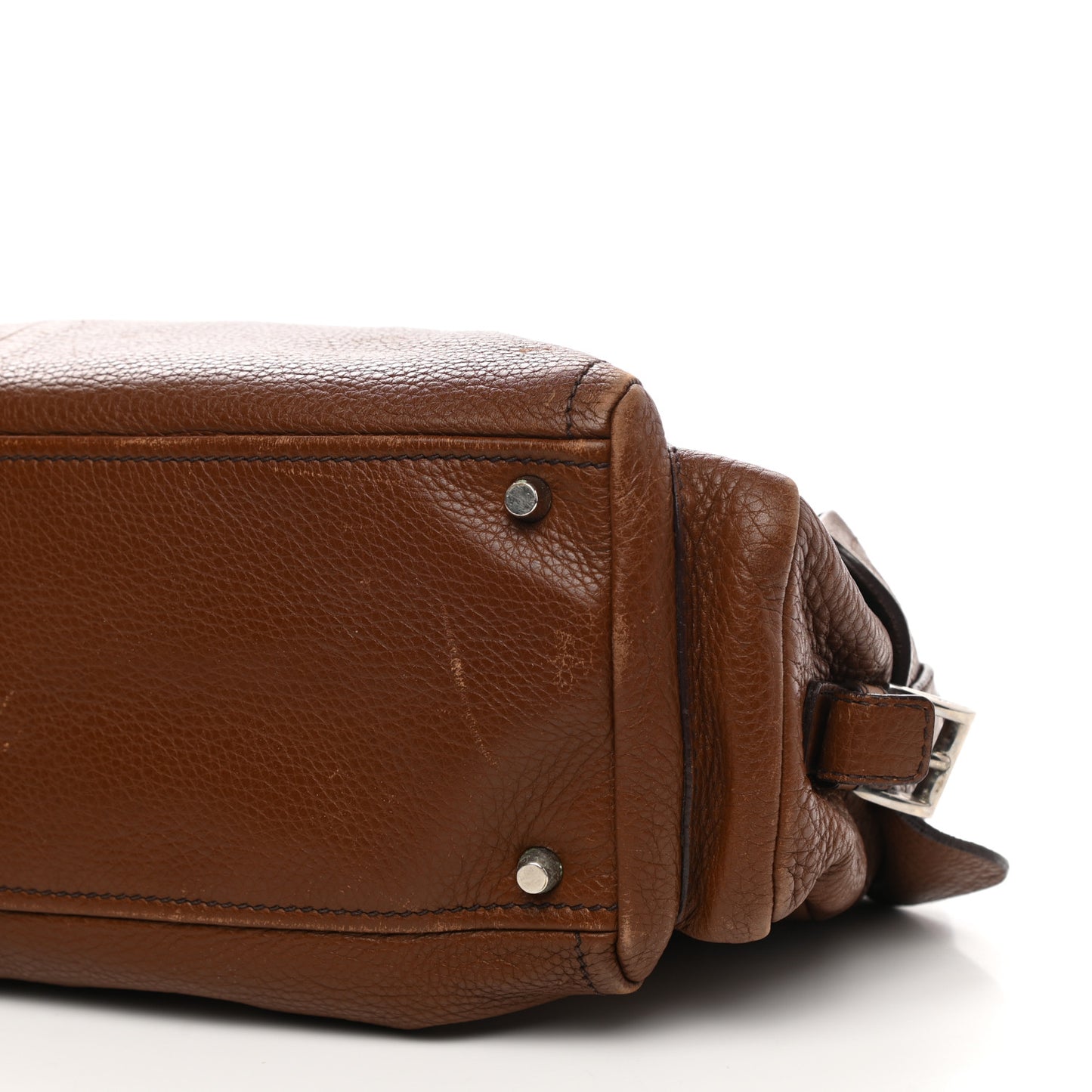 Vitello Daino Buckle Shoulder Bag Tabacco