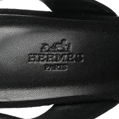 Hermes Suede Goatskin Crystal Eternite 80 Sandal 38.5 Black 6 of 9