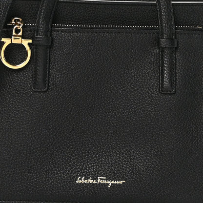 Salvatore Ferragamo Grained Calfskin Double Handle Small Amy Tote Black 7 of 9