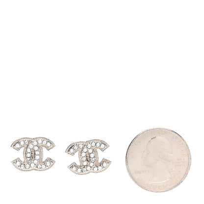 Chanel Crystal Mini Timeless CC Earrings Silver 2 of 5