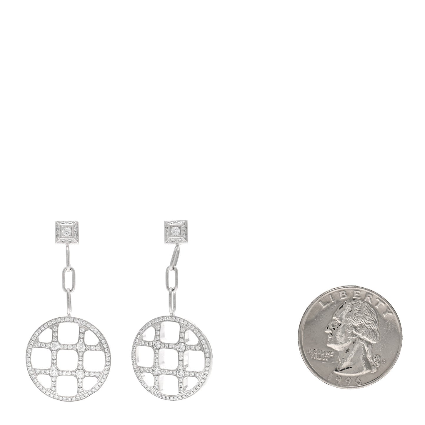 18K White Gold Diamond Pasha Drop Earrings