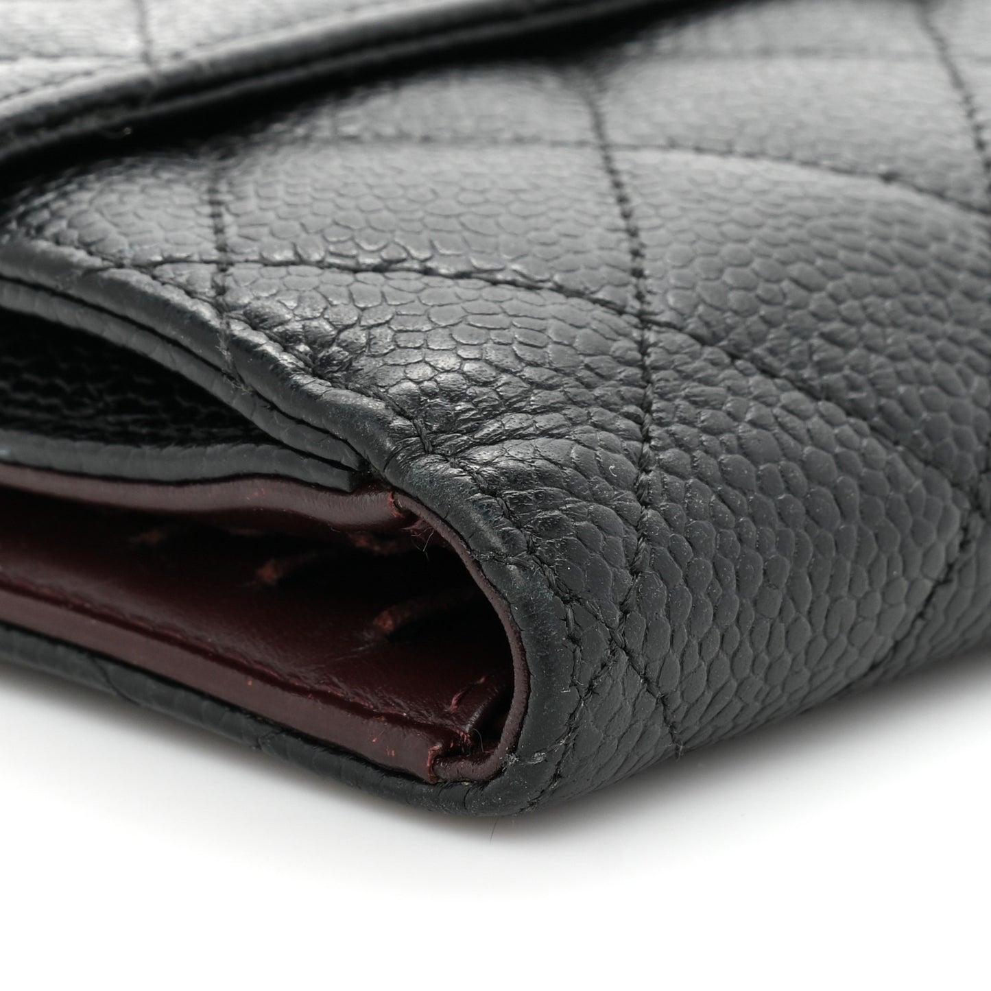 Caviar Quilted Compact French Flap Wallet Black
