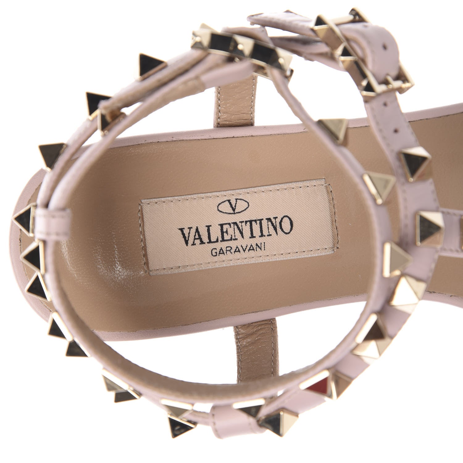 Valentino Garavani Calfskin Rockstud Ankle T-Strap Flat Sandals 35 Water Rose 9 of 16