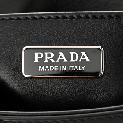 Prada Spazzolato Triangle Small Double Handle Crossbody Tote Black 6 of 10