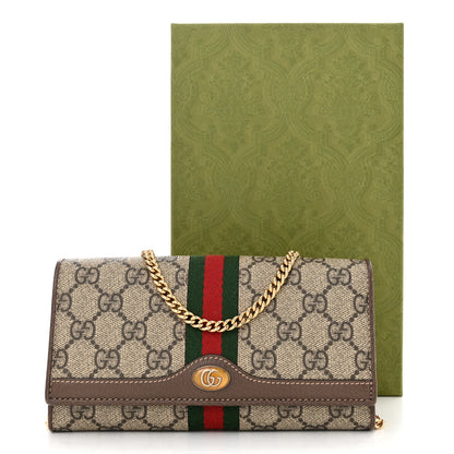 Gucci GG Supreme Monogram Web Ophidia Wallet On Chain Brown 11 of 11