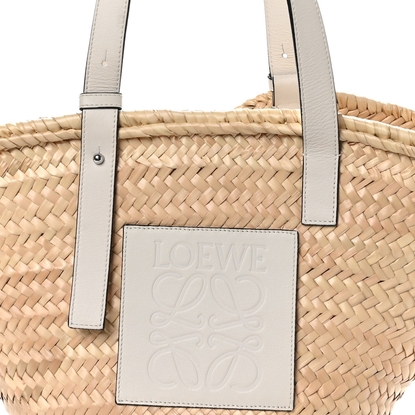 Raffia Basket Tote Bag Natural White