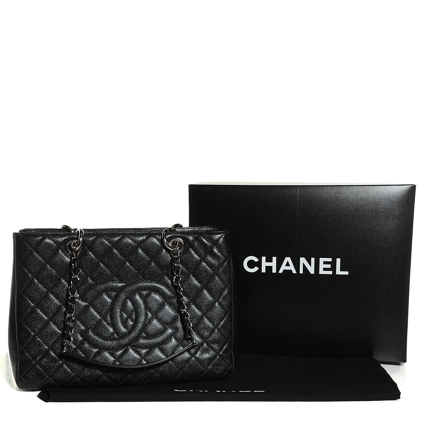 Caviar Quilted Grand Shopping Tote GST Black
