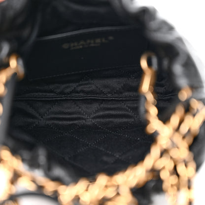 Chanel Shiny Crumpled Calfskin Quilted Pearl Mini Chanel 22 Black 5 of 11