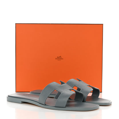 Hermes Epsom Oran Sandals 39.5 Gris Antarctique 9 of 9