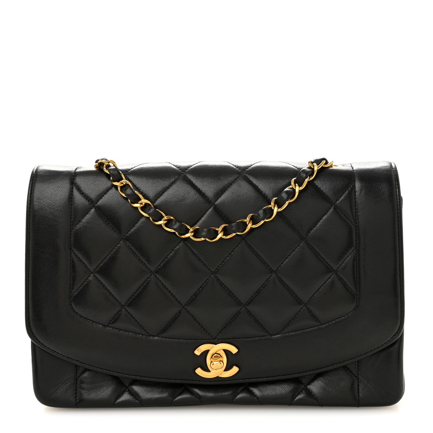 Lambskin Quilted Medium Single Flap Black