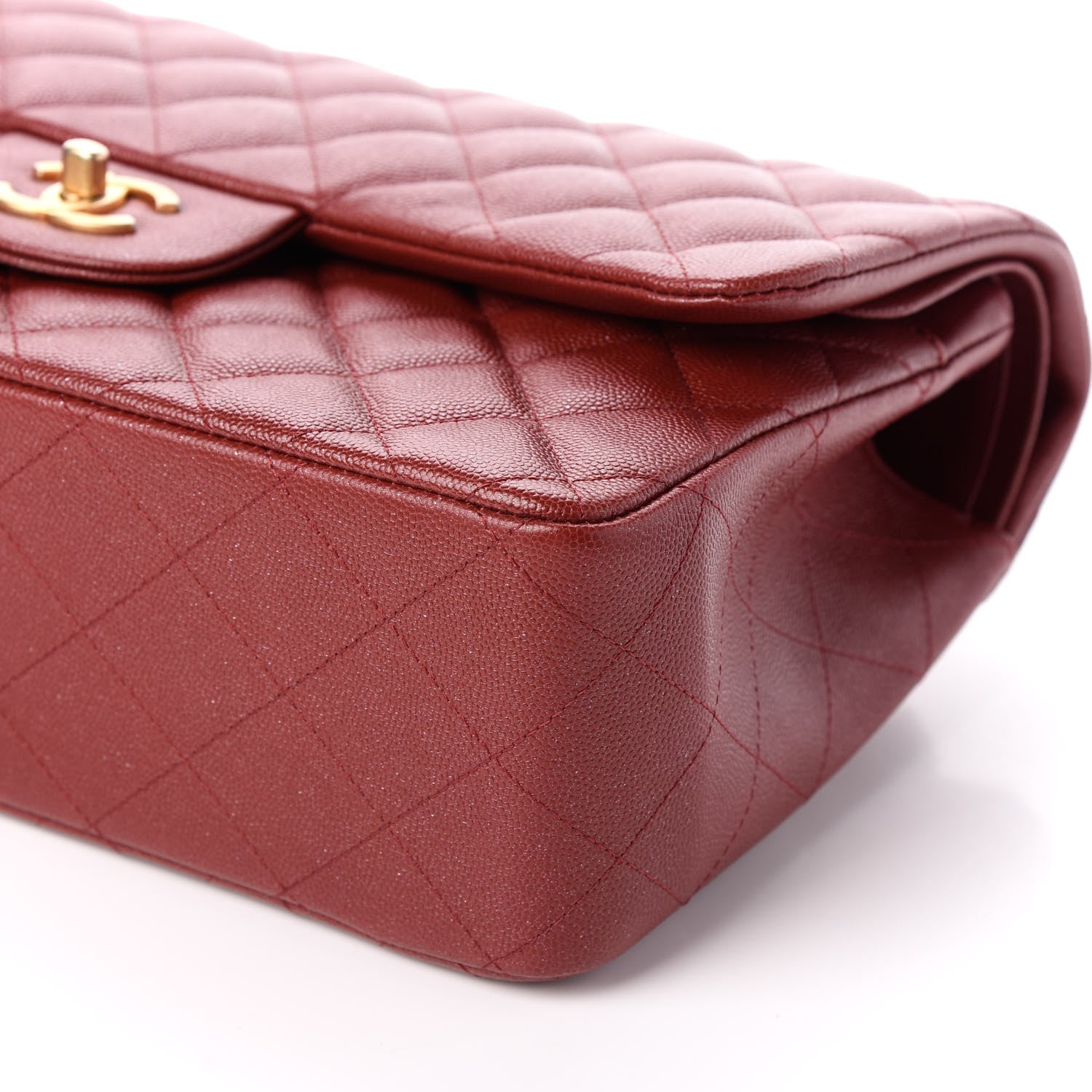 Chanel Iridescent Caviar Quilted Jumbo Double Flap Burgundy 10 of 10