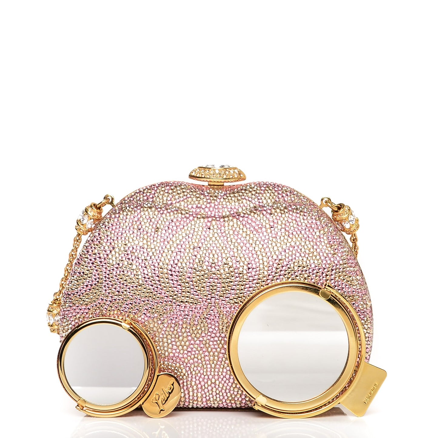 Swarovski Crystal Minaudière Clutch Pink Gold